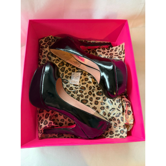 NIB Betsey Johnson Black Patent Leather Corset Dita Platform High Heel Size 7 - Picture 10 of 12